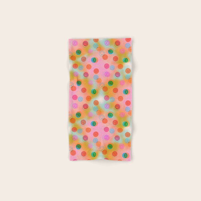 Tie Dye Smiley Face Stamp Print Bath Towel Gallery Image 1