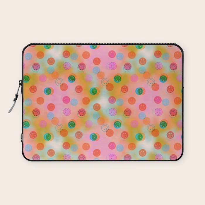 Tie Dye Smiley Face Stamp Print Laptop Sleeve Gallery Image 1
