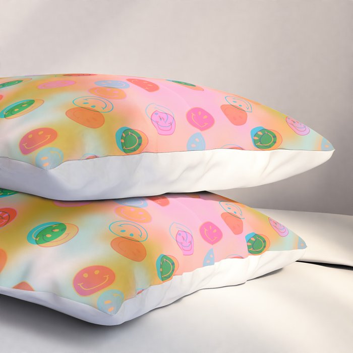 Tie Dye Smiley Face Stamp Print Pillow Sham Gallery Image 3
