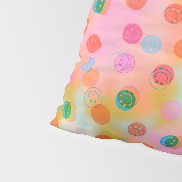 Tie Dye Smiley Face Stamp Print Pillow Sham Gallery Image 4