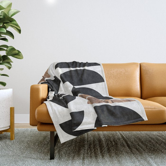Mid-Century Modern Pattern No.7 - Concrete and Wood Throw Blanket Gallery Image 1