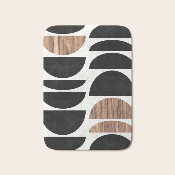 Mid-Century Modern Pattern No.7 - Concrete and Wood Bath Mat Gallery Image 1