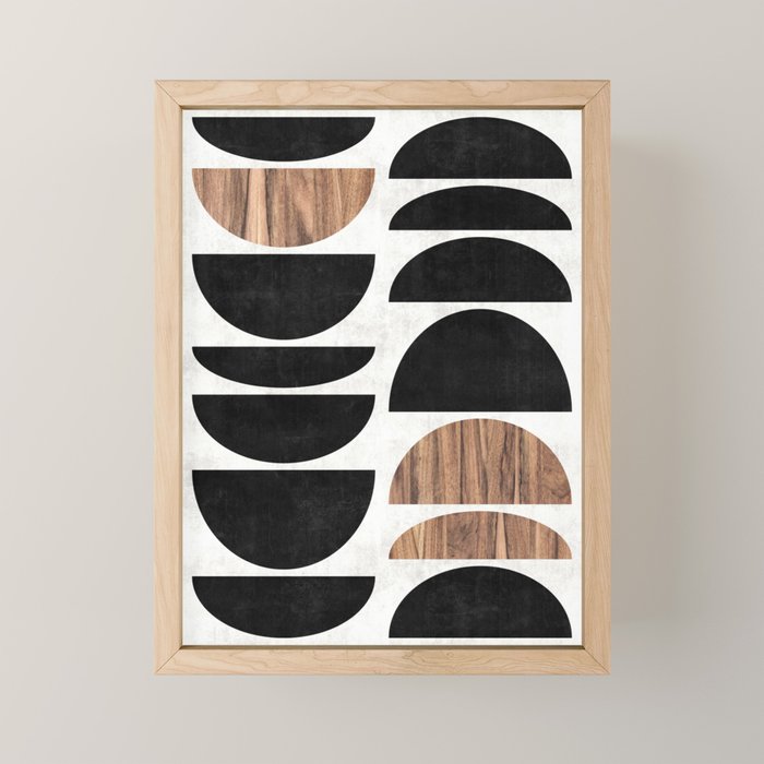 Mid-Century Modern Pattern No.7 - Concrete and Wood Mini Art Print Gallery Image 1