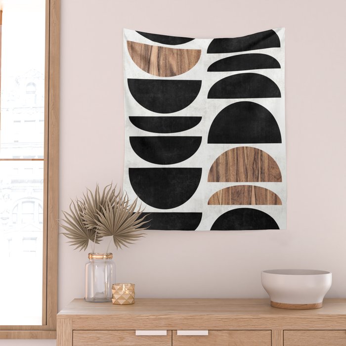Mid-Century Modern Pattern No.7 - Concrete and Wood Wall Tapestry Gallery Image 2
