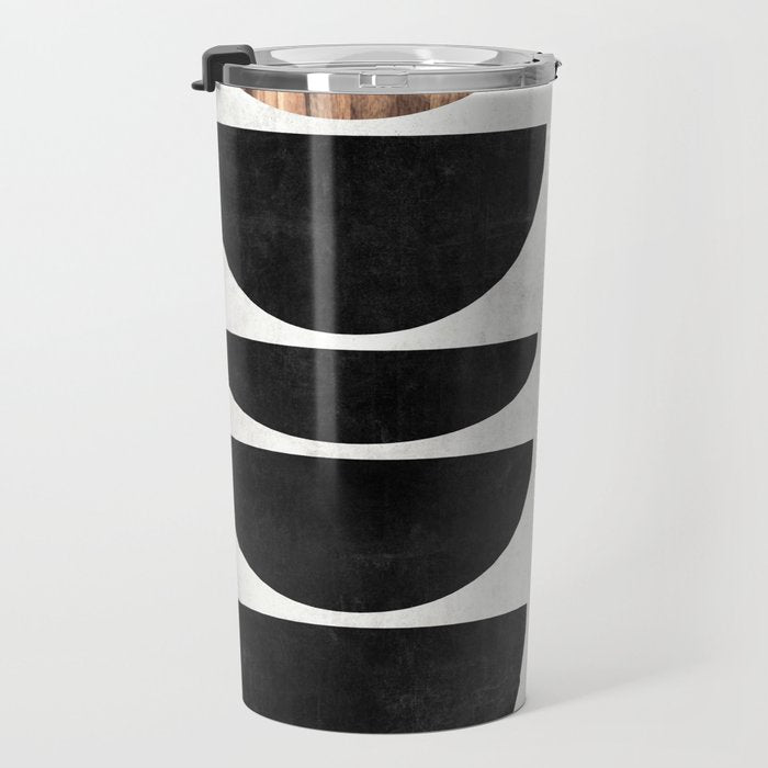 Mid-Century Modern Pattern No.7 - Concrete and Wood Travel Mug Gallery Image 3