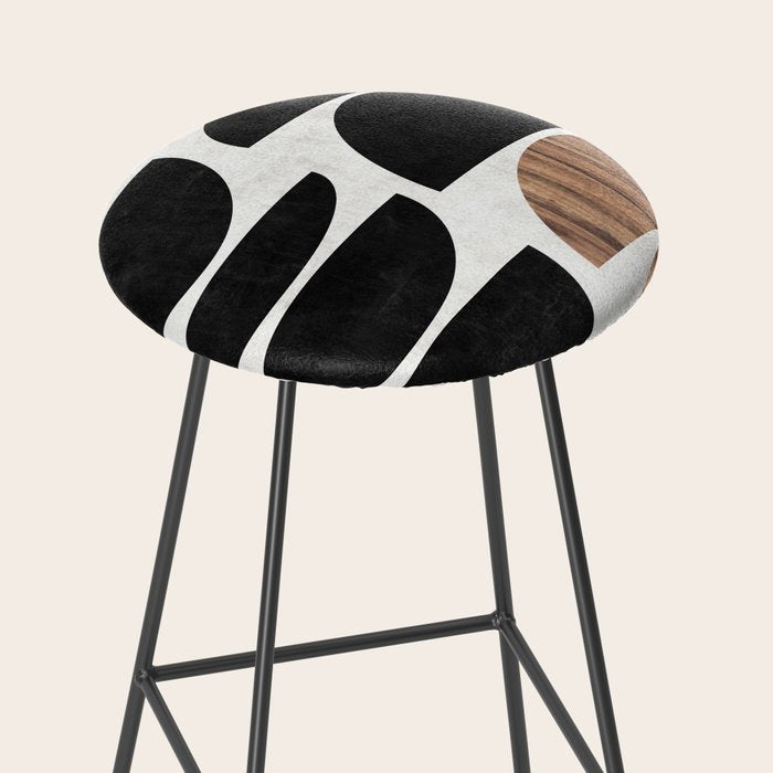 Mid-Century Modern Pattern No.7 - Concrete and Wood Stool Gallery Image 2