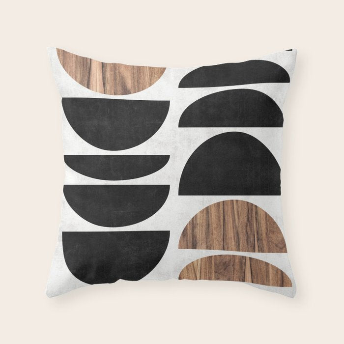 Mid-Century Modern Pattern No.7 - Concrete and Wood Throw Pillow Gallery Image 1