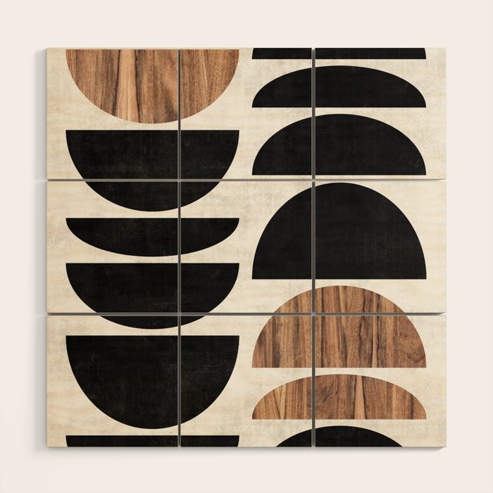 Mid-Century Modern Pattern No.7 - Concrete and Wood Wood Wall Art Gallery Image 1
