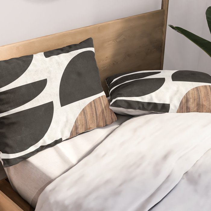 Mid-Century Modern Pattern No.7 - Concrete and Wood Pillow Sham Gallery Image 2