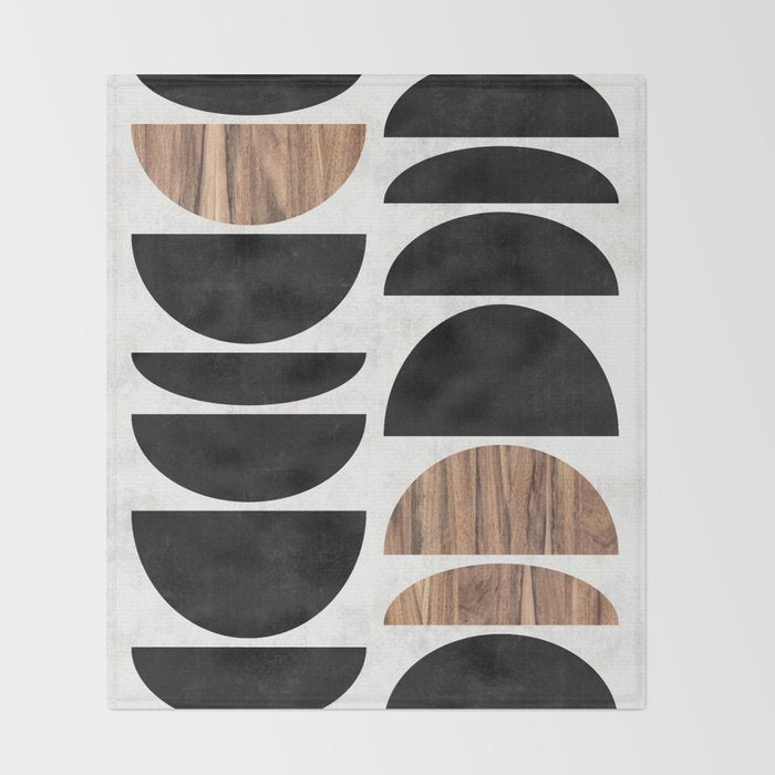 Mid-Century Modern Pattern No.7 - Concrete and Wood Throw Blanket Gallery Image 2
