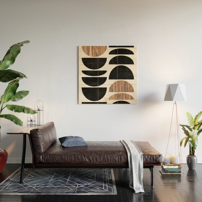 Mid-Century Modern Pattern No.7 - Concrete and Wood Wood Wall Art Gallery Image 2