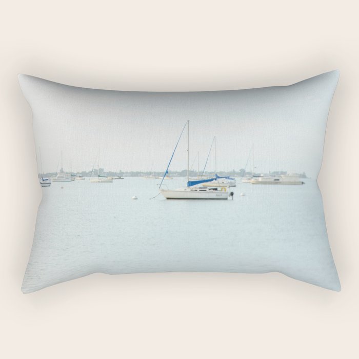 Sailboat Seascape - Modern Coastal Decor Rectangular Pillow Gallery Image 2