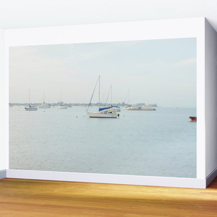 Sailboat Seascape - Modern Coastal Decor Wall Mural Gallery Image 2
