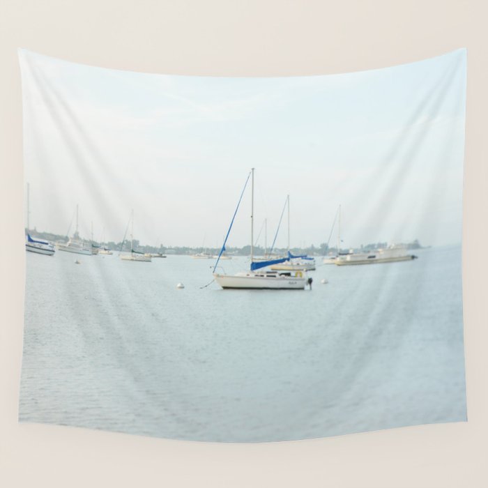 Sailboat Seascape - Modern Coastal Decor Wall Tapestry Gallery Image 4