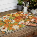 70's Retro Flowers Print Outdoor Rug Gallery Image 2
