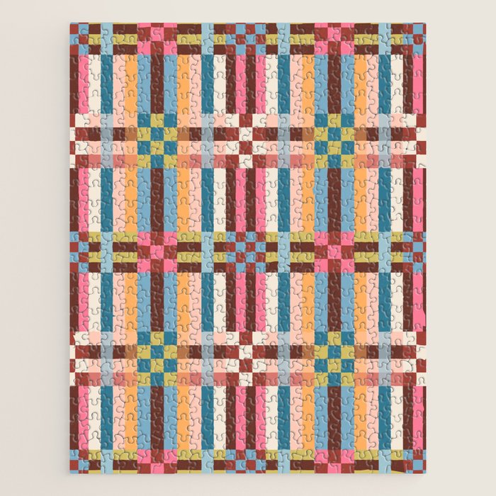 Woven Checks and Stripes Multicolored Jigsaw Puzzle Gallery Image 1