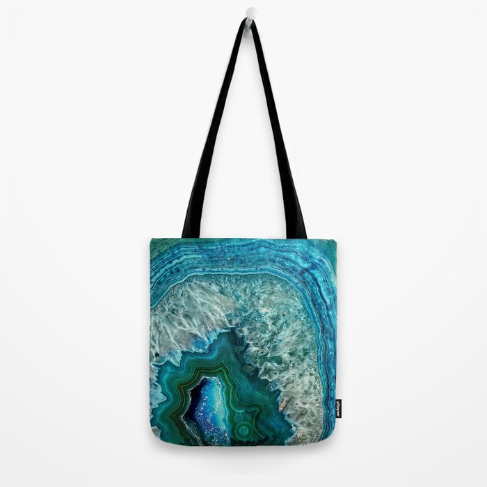 Aqua turquoise agate mineral gem stone Tote Bag Gallery Image 2