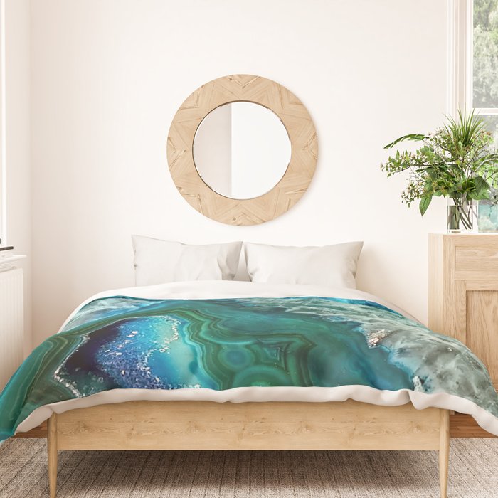 Aqua turquoise agate mineral gem stone Duvet Cover Gallery Image 3