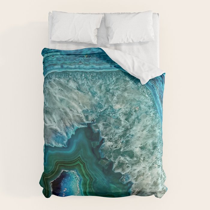 Aqua turquoise agate mineral gem stone Duvet Cover Gallery Image 1