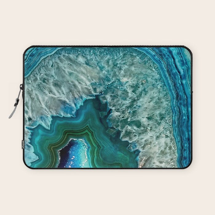 Aqua turquoise agate mineral gem stone Laptop Sleeve Gallery Image 1
