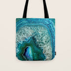 Aqua turquoise agate mineral gem stone Tote Bag Gallery Image 1