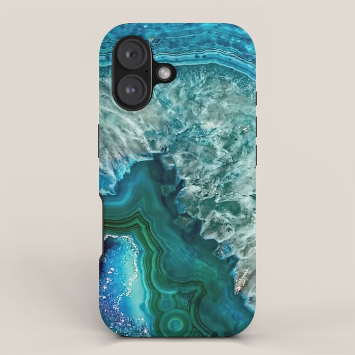 Aqua turquoise agate mineral gem stone iPhone Case
