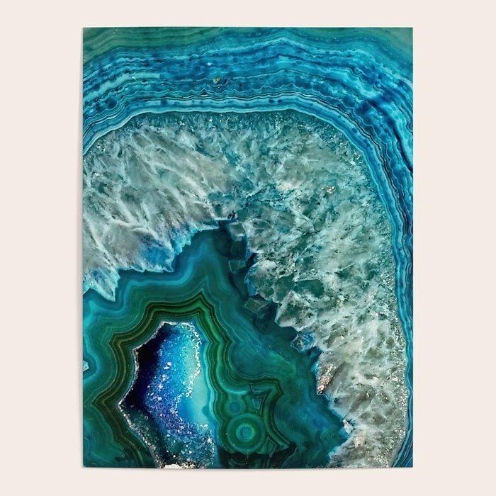 Aqua turquoise agate mineral gem stone Poster Gallery Image 4