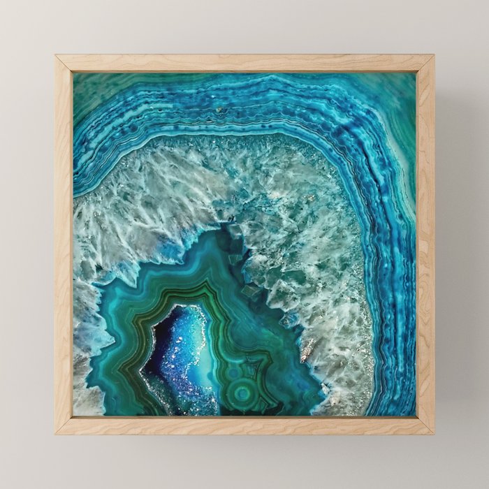 Aqua turquoise agate mineral gem stone Mini Art Print Gallery Image 1