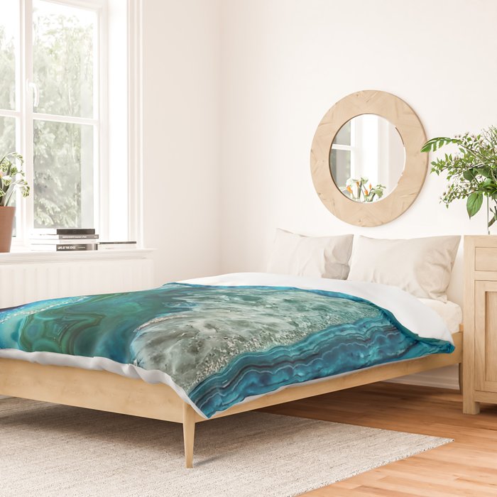Aqua turquoise agate mineral gem stone Duvet Cover Gallery Image 2