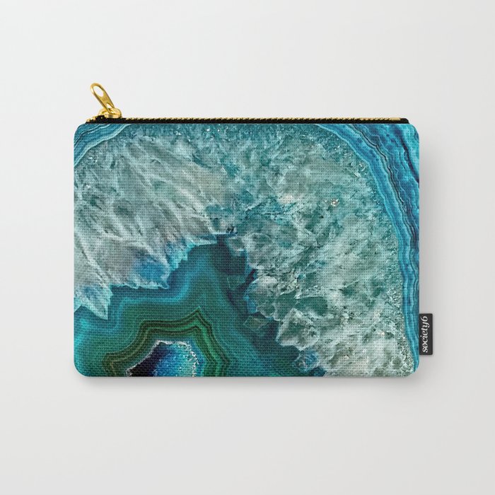 Aqua turquoise agate mineral gem stone Carry All Pouch Gallery Image 1