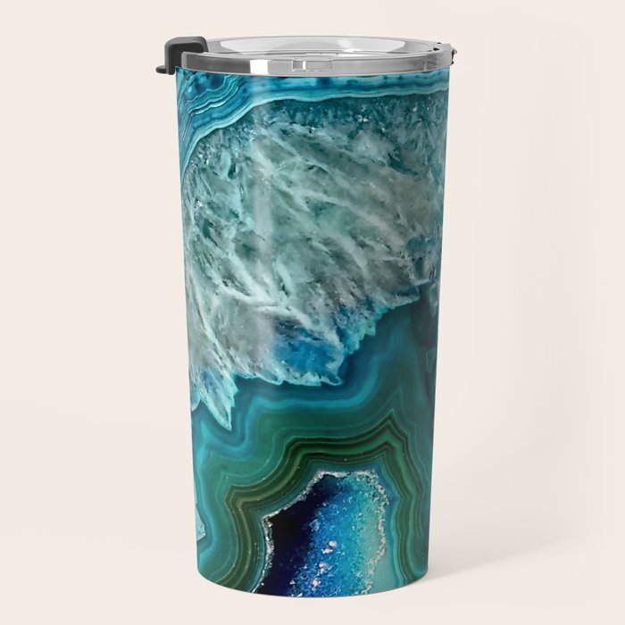 Aqua turquoise agate mineral gem stone Travel Mug Gallery Image 3