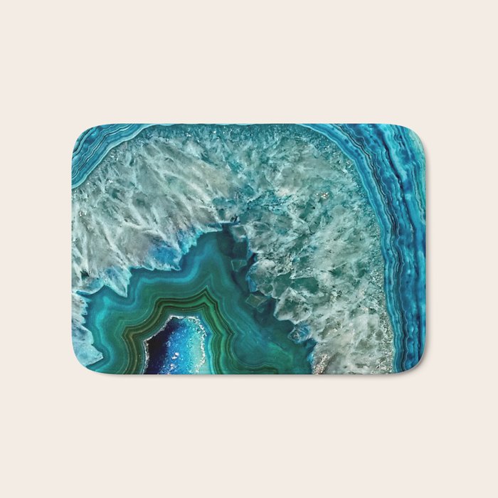 Aqua turquoise agate mineral gem stone Bath Mat Gallery Image 1