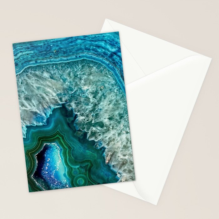 Aqua turquoise agate mineral gem stone Stationery Card Gallery Image 2