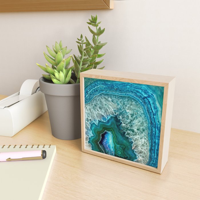 Aqua turquoise agate mineral gem stone Mini Art Print Gallery Image 2