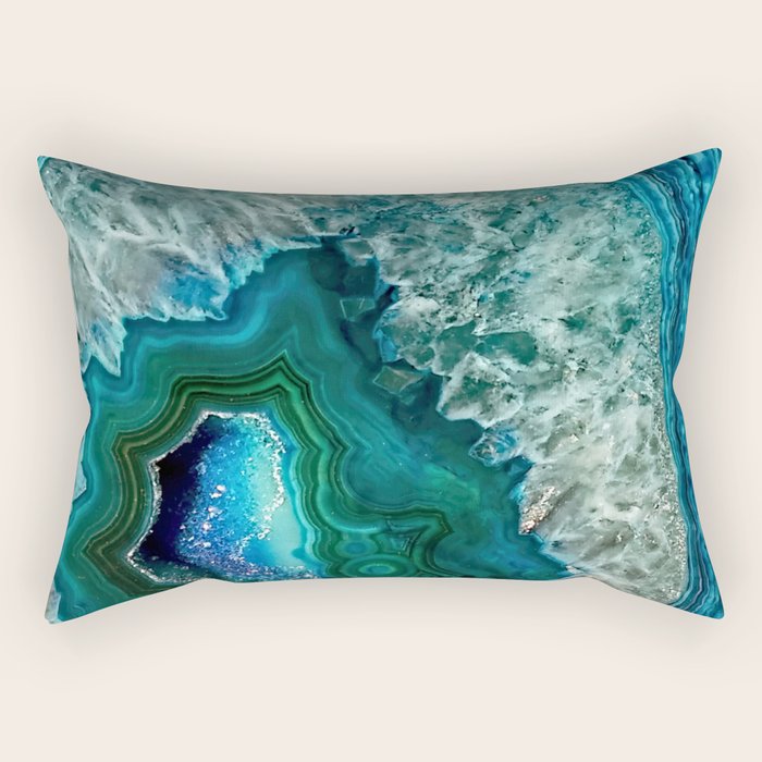 Aqua turquoise agate mineral gem stone Rectangular Pillow Gallery Image 2