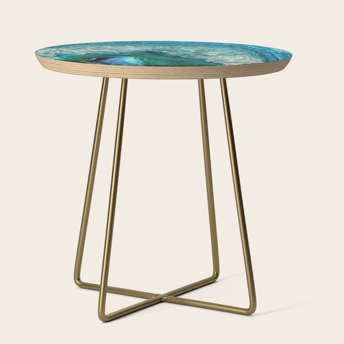 Aqua turquoise agate mineral gem stone Side Table Gallery Image 1