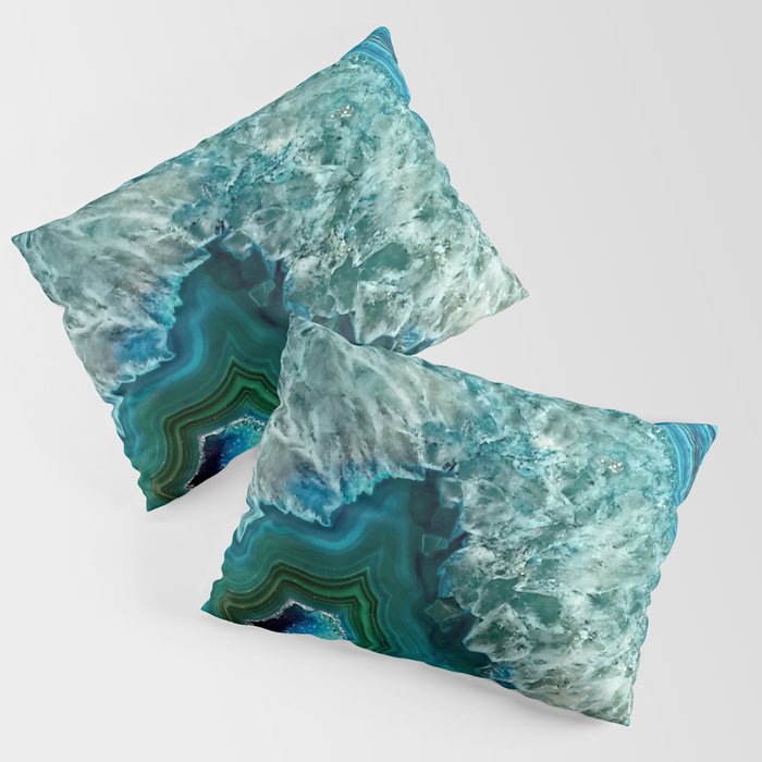 Aqua turquoise agate mineral gem stone Pillow Sham Gallery Image 3