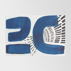 Abstract Expressionism Mid Century Modern Acrylic Painting Minimalist Art Navy Blue Black Line Patte Rug Gallery Image 2