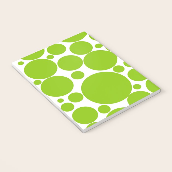 Bubbly Mod Dots Pattern Lime Green and White Notebook Gallery Image 3
