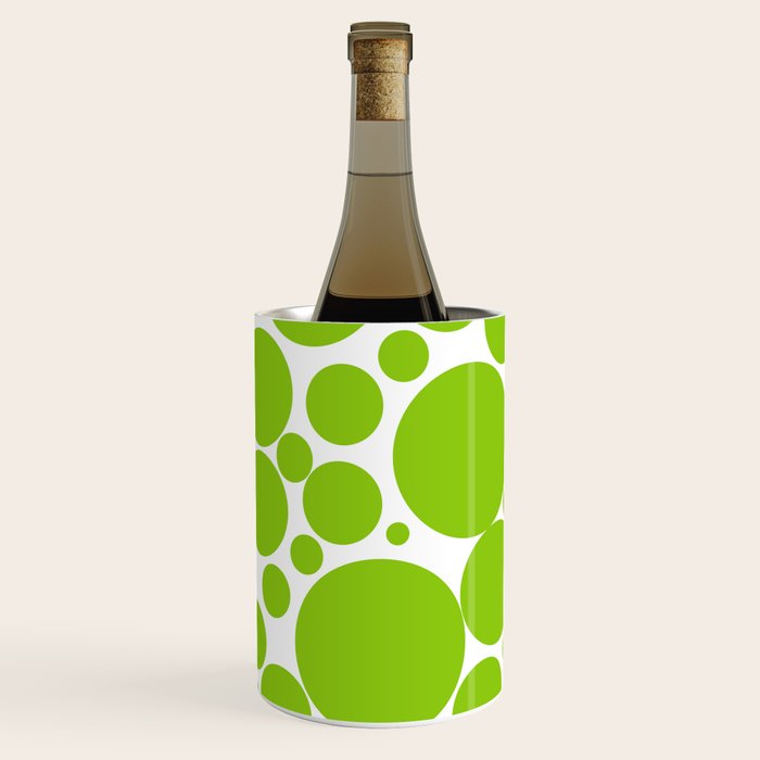 Bubbly Mod Dots Pattern Lime Green and White Wine Chiller Gallery Image 3