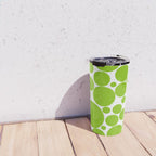 Bubbly Mod Dots Pattern Lime Green and White Travel Mug Gallery Image 4