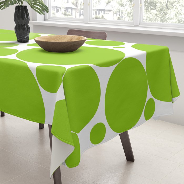 Bubbly Mod Dots Pattern Lime Green and White Tablecloth Gallery Image 3