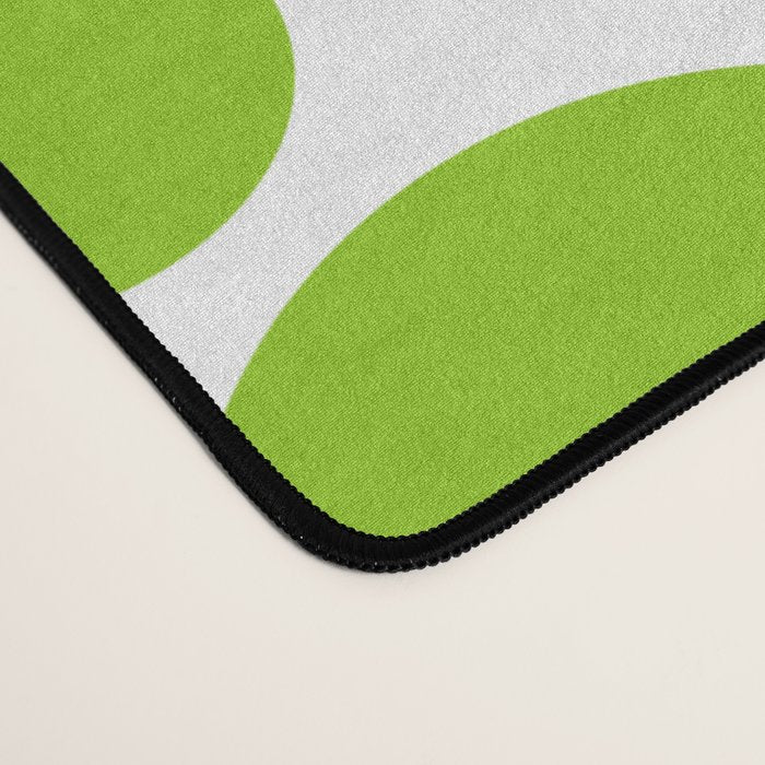 Bubbly Mod Dots Pattern Lime Green and White Desk Mat Gallery Image 4