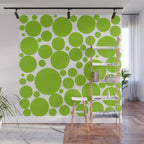 Bubbly Mod Dots Pattern Lime Green and White Wall Mural Gallery Image 1