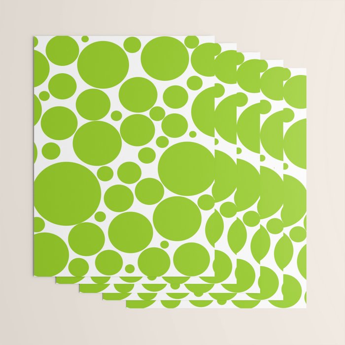 Bubbly Mod Dots Pattern Lime Green and White Wrapping Paper Gallery Image 3