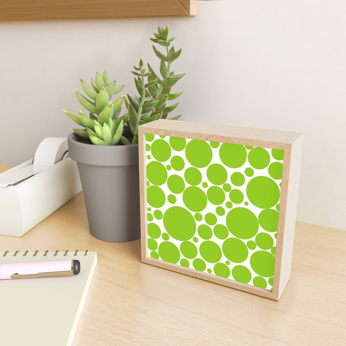 Bubbly Mod Dots Pattern Lime Green and White Mini Art Print Gallery Image 2