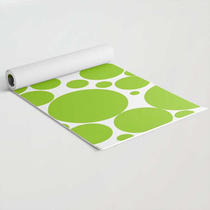 Bubbly Mod Dots Pattern Lime Green and White Yoga Mat Gallery Image 2