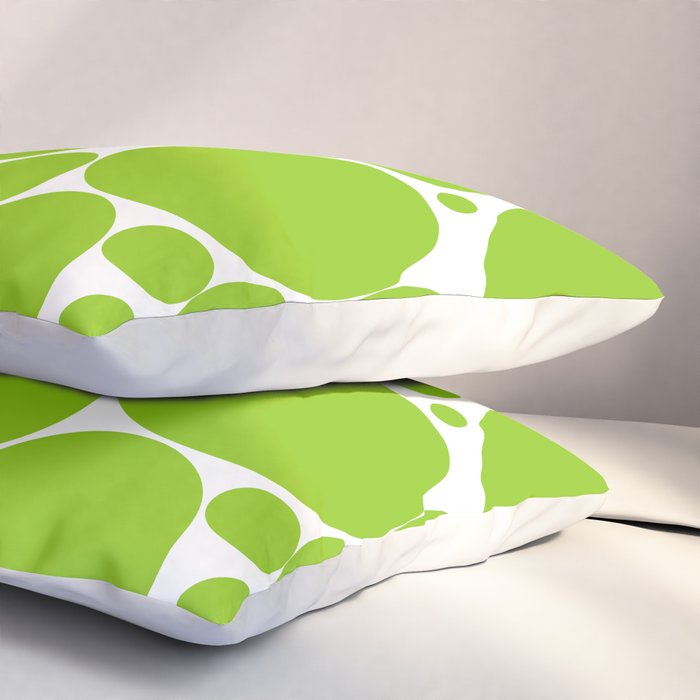 Bubbly Mod Dots Pattern Lime Green and White Pillow Sham Gallery Image 3