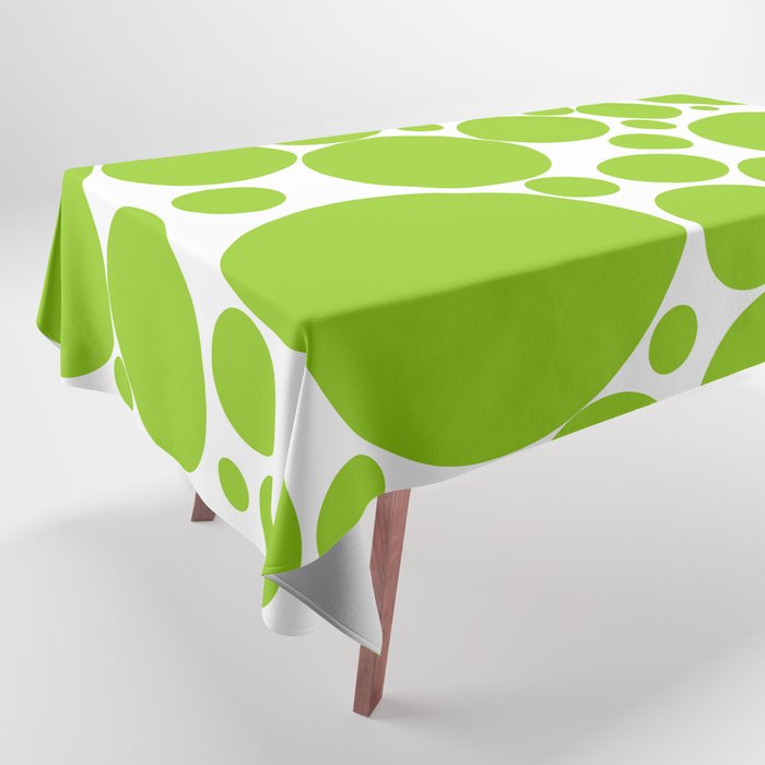 Bubbly Mod Dots Pattern Lime Green and White Tablecloth Gallery Image 1