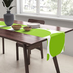 Bubbly Mod Dots Pattern Lime Green and White Table Runner Gallery Image 2